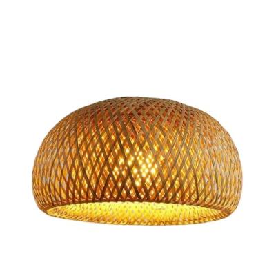 China ZG Japanese Style Asian Geometric Shape Bamboo 1 Pendant Light Hanging Lamp For Tea Room E26 Bulb Base for sale