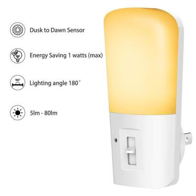 China Dimmable 1W LED Night Light Auto On/Off Dusk To Dawn Light Sensor Plug-In LED Night Light 2700K 3000K 5000K 6000K for sale