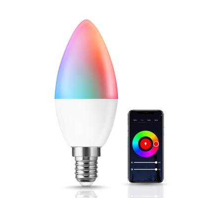 China Wholesale New Residential Smart Wifi Light Bulb 5W E14 C37 RGBW Color Changing LED Smart Light Bulb for sale