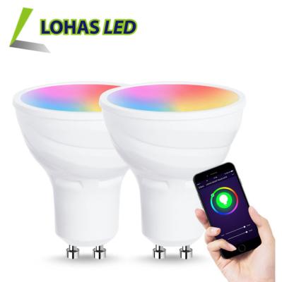 China Residential RGB+2700~6000K GU10 Bulb 5W Dimmable WiFi Smart LED Bulb Smart Work With Alexa Tuya APP for sale