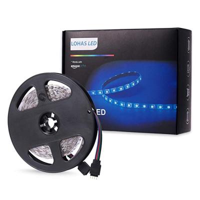 China Residential RGB Color Changing And Dimmable 5050 SMD Smart LED Strip With Power Supply Compatible With Alexa for sale