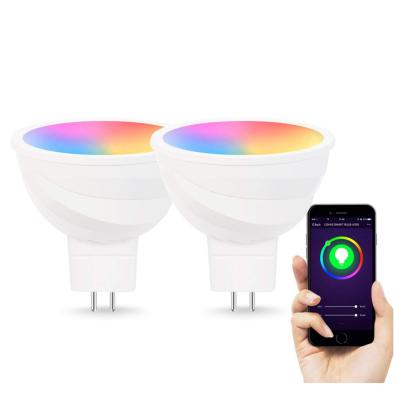 China Residential Alexa / Google Home / Tuya APP Controlled Smart Bulb MR16 5W WIFI RGB+CCT LED Spotlight Bulb for sale