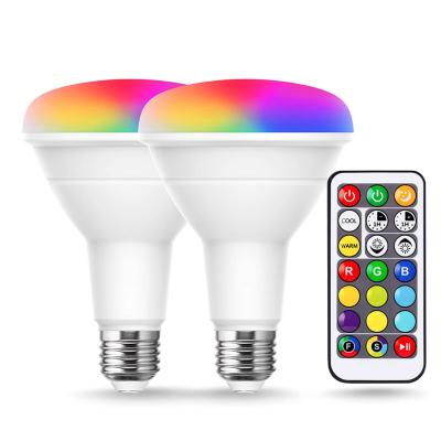 China Hot Sale 12W BR30 Infrared Remote Control Dimmable 17 Color Choices 2700K~6500K+RGB Color Changing LED Flood Light Bulb for sale