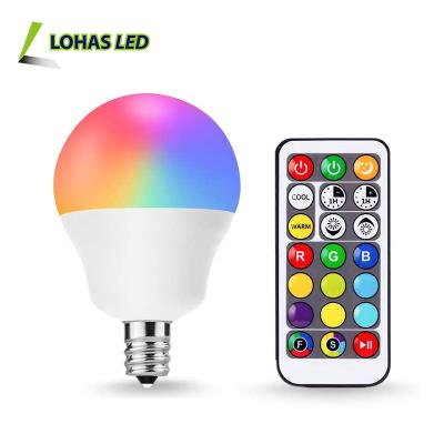 China LOHAS Residential Plastic Housing G45 2700K-6500K+RGB Color Changing LED Light Bulb E12 E14 B15 PIR Remote Control Lamp for sale