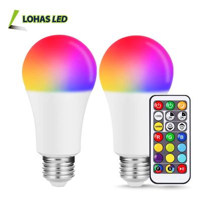 China Dimmable 2700K~6500K+RGB 17 Color Residential Bulbs A19 10W PIR Remote Control Led Light Bulb Changing Lamp for sale