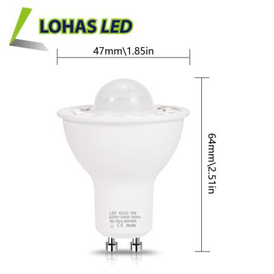 China Modern LOHAS PIR Motion Sensor LED Spotlight Bulb 5W GU10 LED Spot Light Bulb for sale