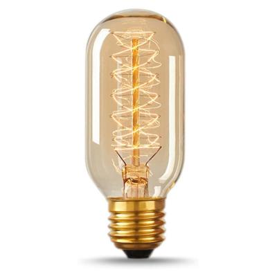 China Hotel Vintage Tungsten Light Warm White T45 40W Amber Glass Cover Incandescent Bulb 110V Dimmable Tubular Lights for sale