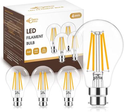 China Residential Hot Sale 10W 100W Equivalent B22 LED Vintage A60 Filament Bulbs Ultra Bright Filament Bulb Energy Saving Bulbs for sale