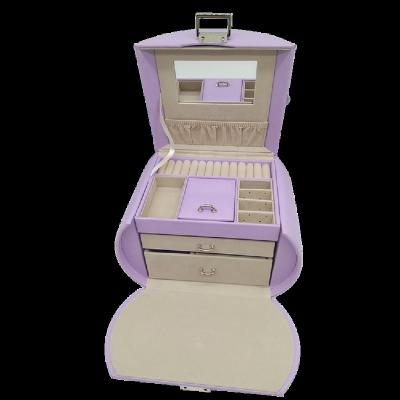 China Faux Custom Suede Led Light Portable Travel Mini Wooden Small Packaging Insert Organizer Pu Leather Jewellery Box en venta