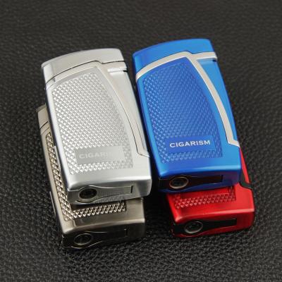 China CIGARISM Metallizing Occasional Torch Jet Flame Cigar Lighter Double With Punch for sale