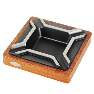 China Zinc Alloy Merbau Cigar Ashtray Decoration Wooden CIGARISM Large Square (4-Count) for sale