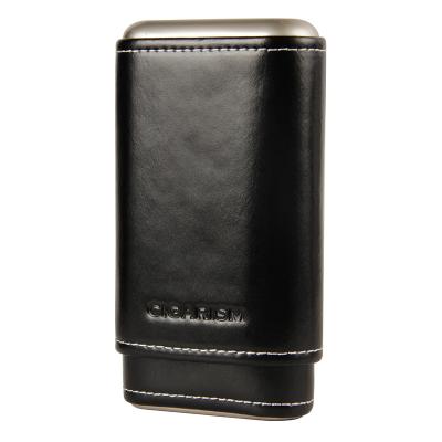 China CIGARISM Leather Black Cedar Lined Cigar Travel Holder Leatherette Case 3 Account for sale