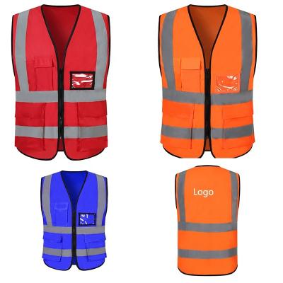 China Hot Sale 100% Polyester Fabric Pavement Safety High Visibility Logo Construction Reflective Vest With Pockets for sale