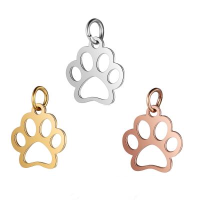 China 10pcs/lot Cute DIY Dog Paw Charms Footprints Pendants Women Stainless Steel Jewelry My Dog Connector Charm for sale