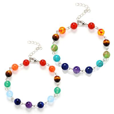 China BOHIME 8 Mm Colored Transfer Beads Rainbow Candy Color Lucky Crystal Moonstone Bracelet for sale