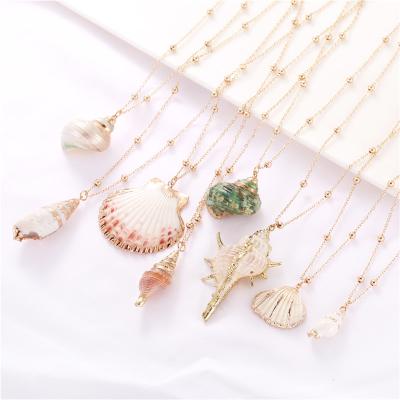 China Hot Sale BOHEMIA Products Antique Gold Summer Beach Chain Jewelry Shell Pendant Necklace For Women for sale