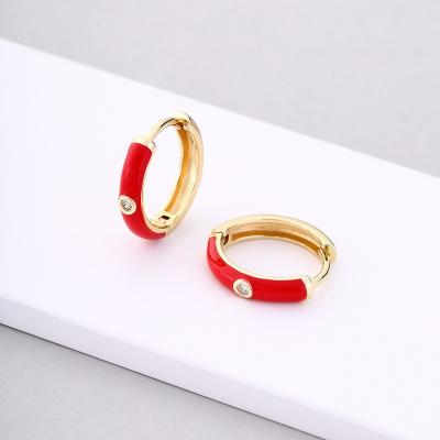 China Eco Friendly Fashion Tasty Tiny Circle Earring Gold Plated Neon Multicolor Enamel Huggie Circle Earrings For Wome for sale