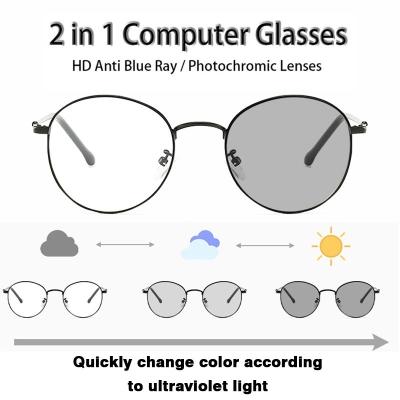 China KAMEISA Photochromic Anti Radiation Glass Anti Ray Computer Eyewear For Women Men Round Blue Eyeglass for sale