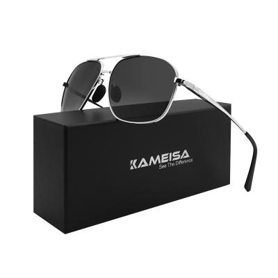 China 100% Protection KAMEISA UV400 Rectangular Pilot Polarized Metal Frame Protected Sunglasses For Men And Women for sale