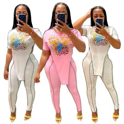 China 2022 summer new design QUICK DRY QUICK DRY split upper two-piece pants set irregular tight tight sexy fitted women clothing outfits for sale