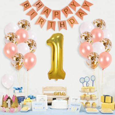 China 40 Inch Number Rose Gold Happy Birthday Banner Party Decoration Supplies Party Decoration Foil Balloons Set for sale