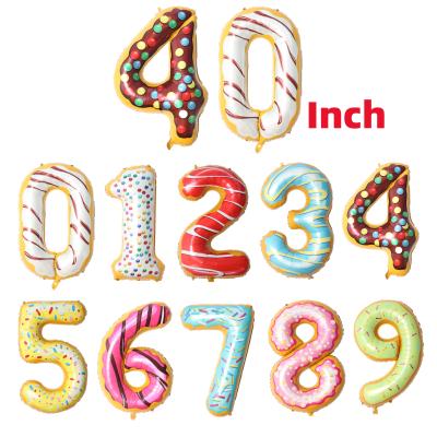 China 40 Inch 0-9 Donut Ice Cream Candy Color Number Foil Balloon Party Decoration Gift Toy New Model For Birthday Party for sale