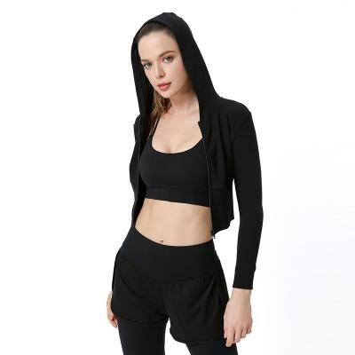 China Breathable Women Sports Crop Tops Zipper Yoga Clothes Women Short Coat Comfortable Running Sport Jacket Female for sale