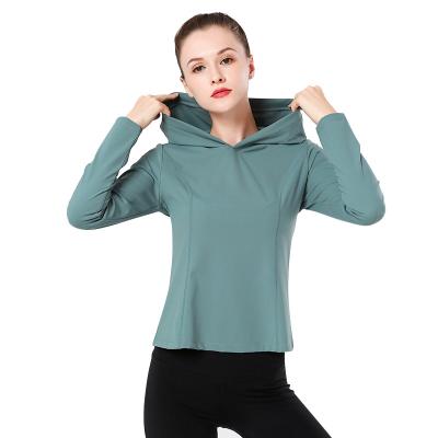 China Women's Casual Tops Sportswear Long Sleeve Hoodie Sweatshirts Workout Breathable Running Yoga Tank Top for sale