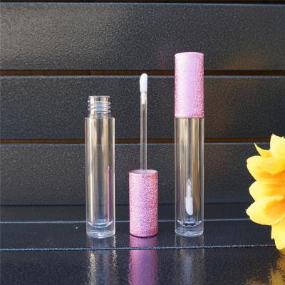 China 100PCS 6ml Eco-friendly Empty Purple Cylinder Clear Lip Gloss Bottle for sale