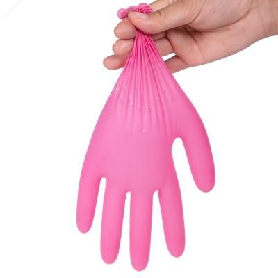 China Wholesale Low Price Comfortable 100 Pieces Gloves Household Pink Nitrile Work Gloves With CE Certificate for sale