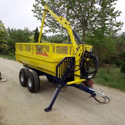 China Garment Shop ATV Hydraulic Double Cylinder Container Tipper Dumper Trailers With Timber Timber Crane for sale