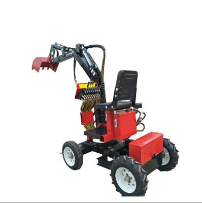 China Small Mini Farms Bulldozer Machine Tractor Wheel Digger Excavator With Grapple Price for sale