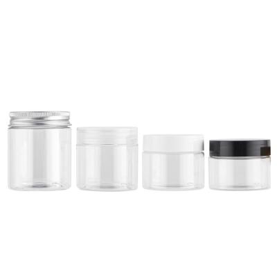 China 30ML~80ML Eco-friendly Cylindrical Clear Plastic Face Cream Cosmetic Jars Skin Care Packaging With Foil Cover for sale