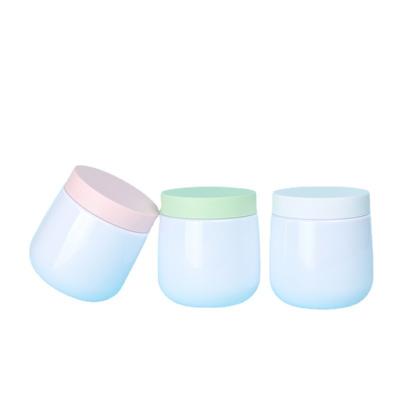 China 250ML Eco-friendly Factory Directly Selling White Plastic Pad PET Body Butter Jars Bath Salt Packaging With Lid for sale