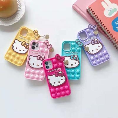 China Anti-fall For iPhone 12 Pro Max Silicone Mobile Phone Cover Case Decompression Cartoon Bubble kT Cat For 11 Series Phone Ca for sale