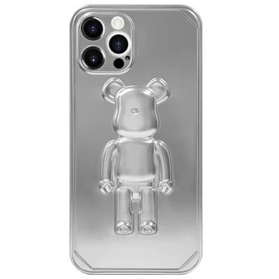 China Wholesale 2021 Anti-fall 3D Bear Glossy Camera Lens Protection Shockproof Mobile Phone Case For Apple Phone 12 Pro Max for sale