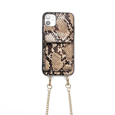 China Luxury Shockproof Fashion Card Slot Holder Cover With Cross - Body Strap Chain For iphone 13 12 11 pro XS Max X XR 8 7P Leather Case for sale