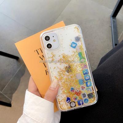 China Fashion Arrival Flowing Sparkle Sparkle Bling Shockproof Liquid Floating Mobile Phone Case For iphone 12 pro Max Case for sale