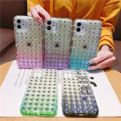 China Luxury Sparkle Rhinestone Gradient Shockproof Diamond Mobile Phone Case For Iphone 12 Pro Max for sale