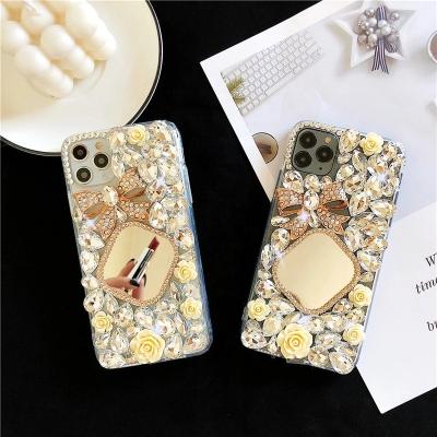 China Shockproof Handmade Rhinestone Case with Mirror Diamond Cover Acrylic Case for iphone 12 pro Max Case for sale