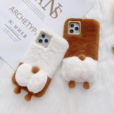 China New Plush Anti-fall Lovely Series 3D Fur Cute Warm Soft Hair TPU Case Cover For iPhone 12 Mini Case 12 Pro Max for sale