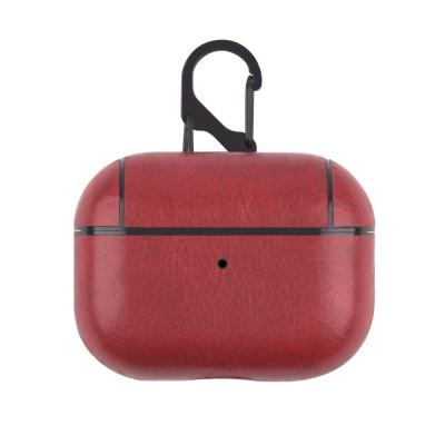 China New Business Simplicity Leather PU TPU Shockproof With Hook Carabiner Portable Case For Airpods Pro Earphone Case for sale