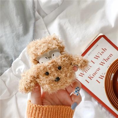 China Cute Teddy Dog Earphone Case For Cute Fluffy Silicone AirPods 1 2 3 Pro Wireless Earphone Cover Device for sale