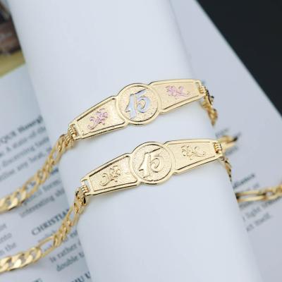 China TRENDY Real 18K Gold Plated 6mm Round Brass Enamel Initial Letters Charm Personalized Custom Bracelet For Women for sale