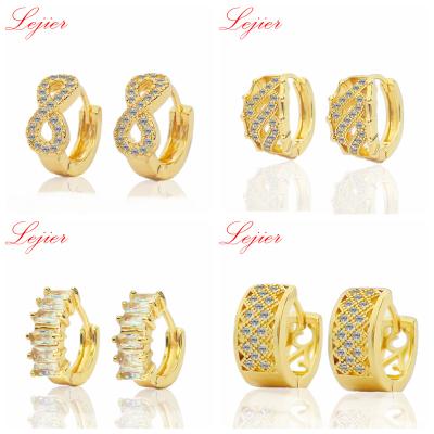 China MRS. CLASSIQUE LEJIER Jewelry Zircon Earrings 18k Classic Charm Jewelry Earring Gold Plated Wedding for sale