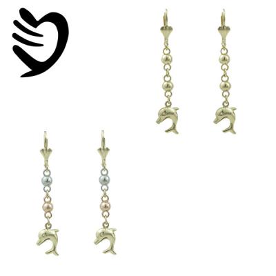 China Wholesale TRENDY Jewelry 18k Gold NGO Dolphin Drop Earrings Design For Women Fashion Long Heart Shaped Earrings for sale