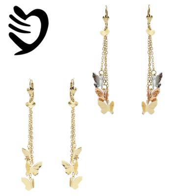 China TRENDY 18K Gold Plated Fashion Rosary Earrings Vertical Dangle Minimalist Tassel Butterfly Dangle Earrings for sale