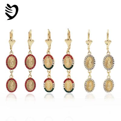 China Zircon Jesus Virgin Mary Drop Earrings of Mother's Virgin Mary Earrings Religious CZ 18K Gold Plated TRENDY for sale