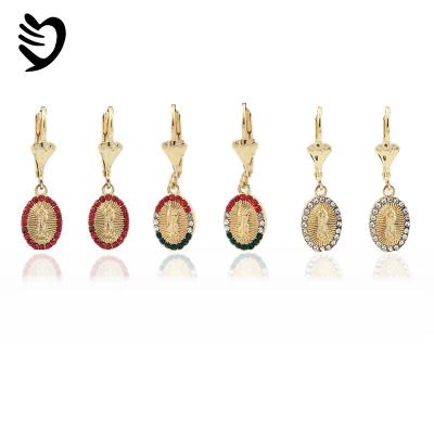 China FASHIONABLE Religious Mary Madonna Pendant Earrings 18k Gold Plated Jewelry Fashion Earrings for sale