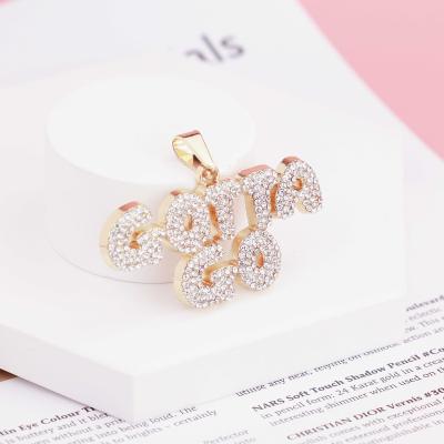 China Non Allergic LEJIER Professional Manufacturing Iced ZIRCON Custom Letter Logo Copper Alloy Name Pendant for sale